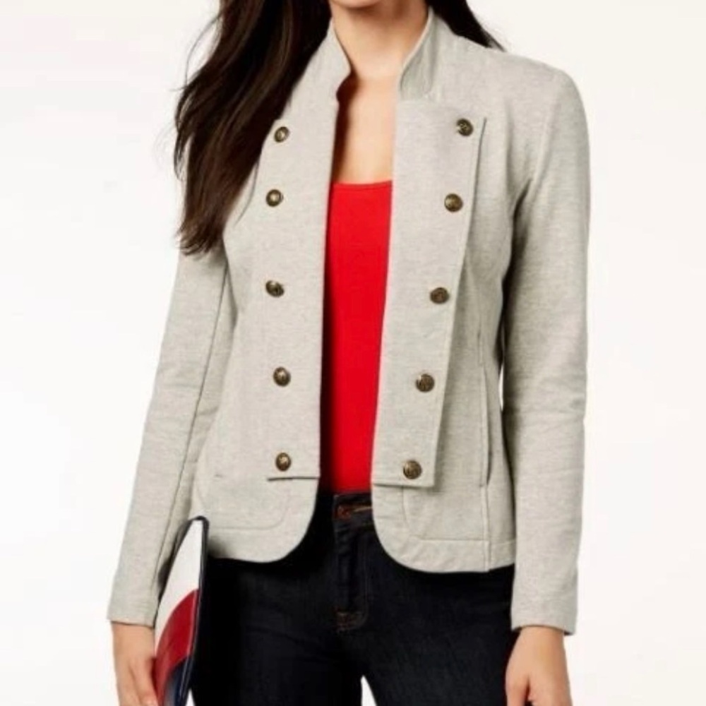 NWOT Tommy Hilfiger military button cardigan blazer stretch French Terry knit XL